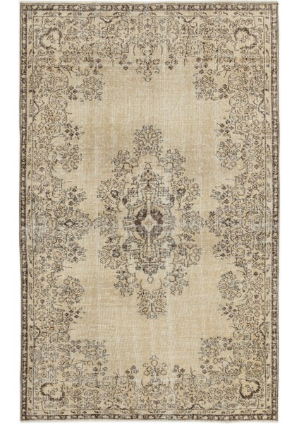 Atina Bej Eskitme Yün Modern Desenli Yün Hav Toz Vermez Leke Tutmayan Salon Yolluk Mutfak El Dokuma Halı