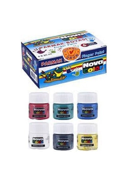 Parmak Boyası - 6 Renk (Sarı, Kırmızı, Mavi, Yeşil, Beyaz, Siyah) Küçük Boy, Çocuklar İçin Eğlenceli Desenler fırsatları