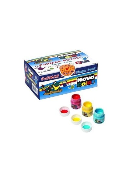 Parmak Boyası - 6 Renk (Sarı, Kırmızı, Mavi, Yeşil, Beyaz, Siyah) Küçük Boy, Çocuklar İçin Eğlenceli Desenler indirimleri