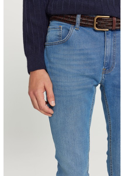 Erkek Açık Mavi Ekstra Slim Fit Dar Kesim Rıss Pamuklu Esnek Denim Jean Kot Pantolon fırsatları