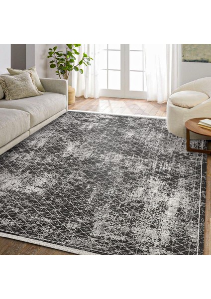 Siyah Geometrik Etnik Modern Desenli Pamuk Makinada Yıkanabilir Hav Toz Vermez Leke Tutmayan Kaymaz Taban Dijital Makine Baskı Salon Yolluk Mutfak Halı fırsatları
