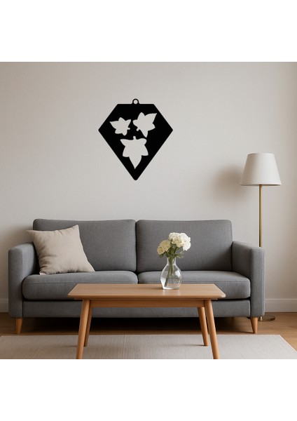 Mdf Geometrik Yaprak Desenli Elmas Şekilli Dekoratif Tablo - KT7386-9631 fırsatları