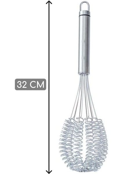 Paslanmaz Çelik Spiral Çırpıcı - 32 cm Yumurta Çırpma Teli | El Mikseri | Manuel Karıştırıcı | Ergonomik Saplı Mutfak Aleti modelleri