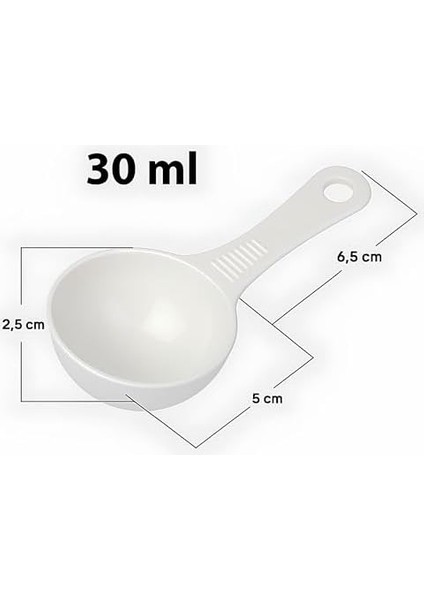 6'lı Beyaz Ölçü Kaşığı Seti (2 x 3 Lü Takım) - 30 ml Plastik Gıda Ölçüm Kaşığı - Kahve, Mama, Baharat ve Toz Karışımlar Için Gıda Temasına Uygun Pratik Plastik Kaşık fiyatları