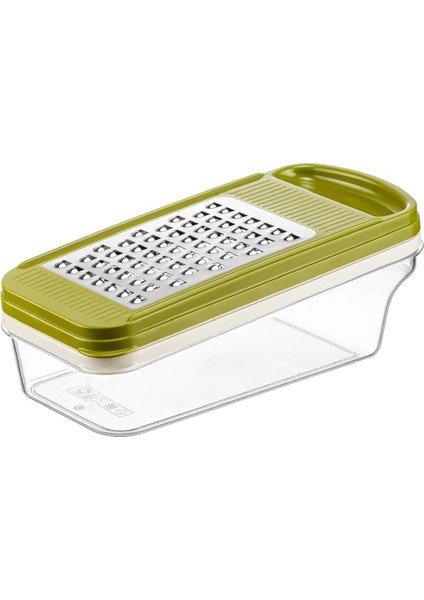 Home 3 Bıçaklı Yatay Rende, Rondo Rondoğrayıcı, Saklama Kabı Hazneli Kapaklı Plastik Rende, Çok Fonksiyonlu Mutfak Aleti, Sebze ve Meyveler Için Etkili Doğrama ve Rendeleme