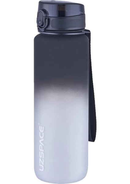 1000ML Büyük Boy Soft Touch Çift Renk Motivasyon Tritan Su Matarası (Siyah-Beyaz)