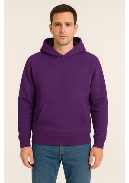 Erkek - Kadın Basic Kapüşonlu Sweatshirt - Oversize Rahat Kalıp Hoodie