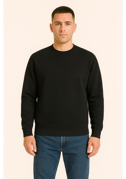 Kadın - Erkek Sweatshirt – Bisiklet Yaka Basic Uzun Kollu Rahat Fit