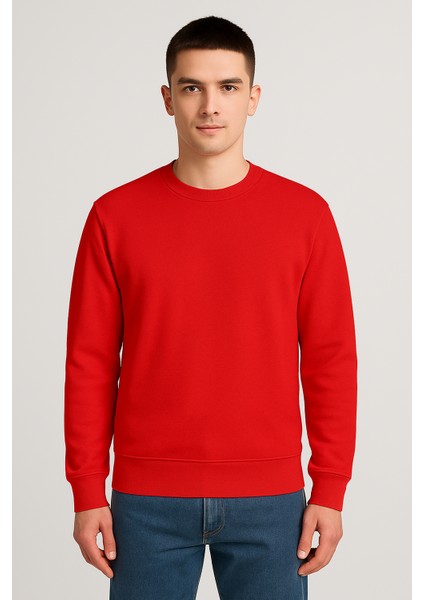 Kadın - Erkek Sweatshirt – Bisiklet Yaka Basic Uzun Kollu Rahat Fit