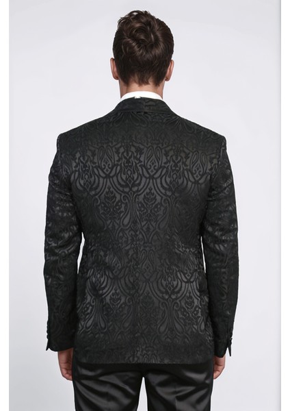 Damask Desenli Şal Yaka Siyah Smokin - Wessi