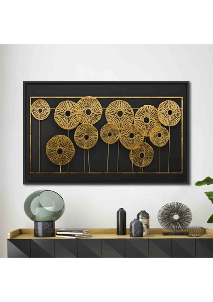 3D Metalik Etkili Modern Duvar Sanatı, Soyut Poster, Altın Efektli Trend Kanvas