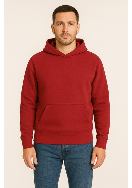 Erkek - Kadın Basic Kapüşonlu Sweatshirt - Oversize Rahat Kalıp Hoodie