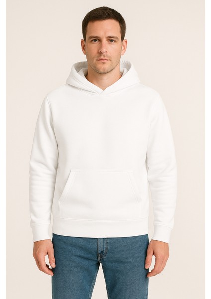 Erkek - Kadın Basic Kapüşonlu Sweatshirt - Oversize Rahat Kalıp Hoodie