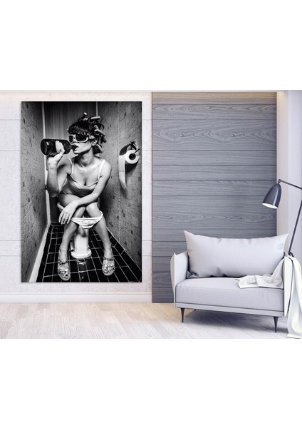 Tuvalette Içki Içen Kız, Seksi Kadın Sanatı, Modern & Soyut Banyo Duvar Dekoru modelleri