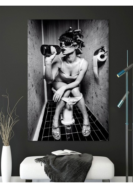 Tuvalette Içki Içen Kız, Seksi Kadın Sanatı, Modern & Soyut Banyo Duvar Dekoru indirimleri