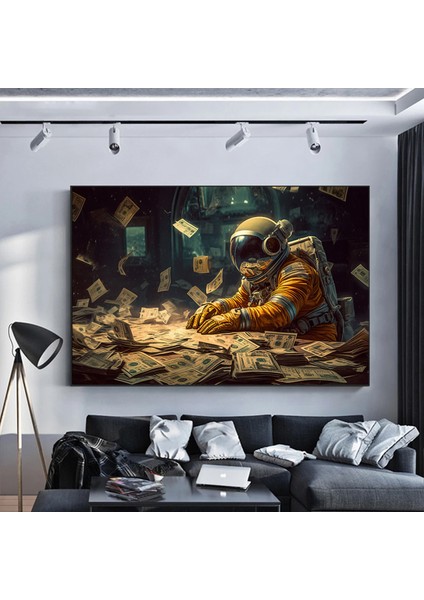 Para ve Astronot Temalı Kanvas Tablo, Astronot Duvar Dekoru fiyatları
