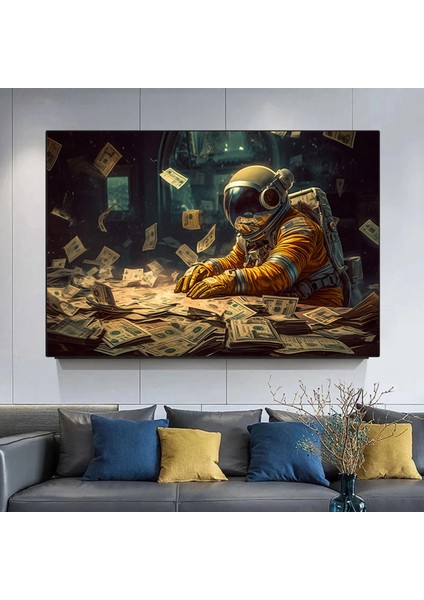 Para ve Astronot Temalı Kanvas Tablo, Astronot Duvar Dekoru modelleri