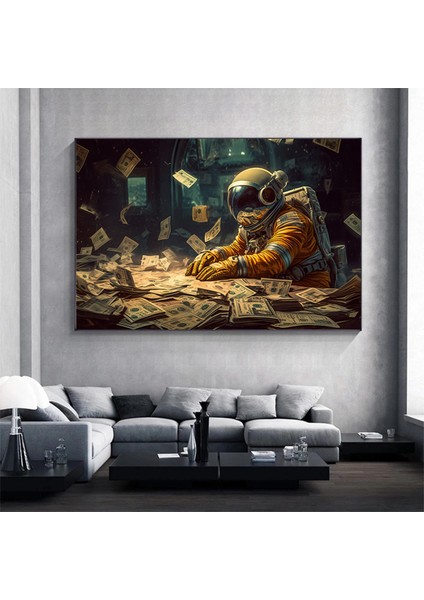 Para ve Astronot Temalı Kanvas Tablo, Astronot Duvar Dekoru indirimleri