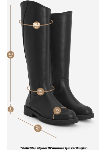 Kadın Yandan Fermuarlı Günlük Çizme Sirante Siyah