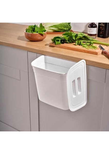Home 7 Litre Dolap Kapağına Takılabilir Kapaklı Askılı Çöp Kovası, Plastik, Mutfak ve Banyo Için Pratik Atık Toplama Çözümü, Uzun Ömürlü ve Kolay Temizlenebilir (Beyaz) modelleri