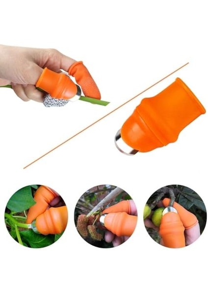 Silikon Başparmak Bıçağı ve Kesilmeye Dayanıklı Parmak Kılıfı Seti - Meyve ve Sebze Toplama Için Paslanmaz Çelik Kesici, Bahçe Budama Eldiveni Kiti modelleri