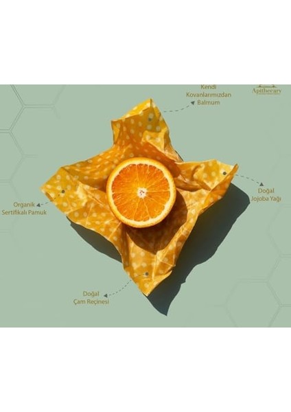 Balmumu Gıda Sargısı - Arı Desenli-Organik- Yeniden Kullanılabilir - Çevre Dostu - Sıfır Atık - Ekmek ve Sandviç Sargısı - Sürdürülebilir- Yeniden Kullanılabilir, 3'lü Set (S,m,l) fiyatları