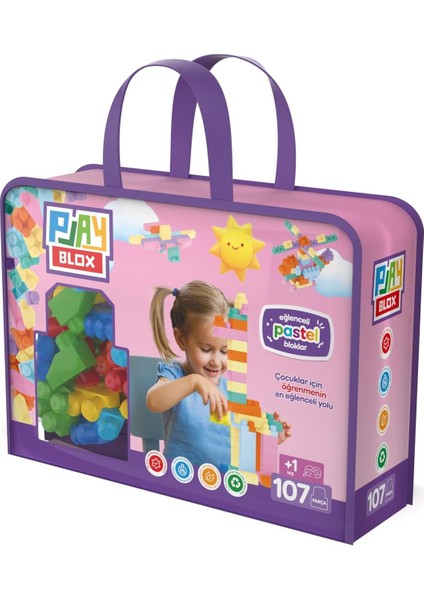 Pastel Yapı Blokları Seti, 107 Parça Pastel Renkli Büyük Bloklar, Yaratıcı Inşa Oyuncakları, +1 Yaş Erkek ve Kız Çocukları Için, Saklama Çantalı