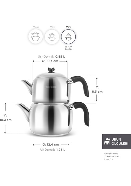 Laris Mini Boy Indüksiyon Tabanlı Çaydanlık Takımı Siyah fiyatları