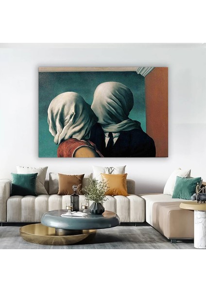 René Magritte Aşıklar Tablosu Dekoru – Büyük Panel Baskı; Öpüşen Aşıklar Posteri fiyatları