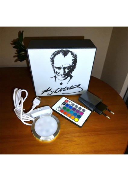 Atatürk Figürlü Dekoratif Işıklı Kutu, Renkli, Rgb LED Kumandalı, Duvara Asılabilir fiyatları