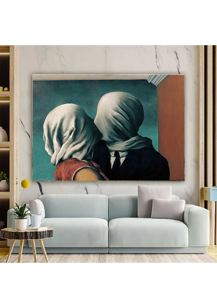René Magritte Aşıklar Tablosu Dekoru – Büyük Panel Baskı; Öpüşen Aşıklar Posteri fırsatları