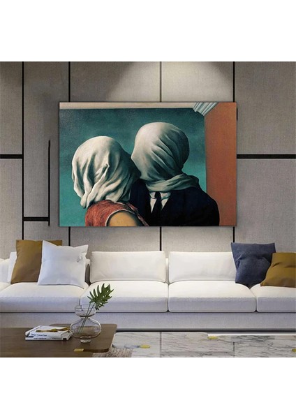 René Magritte Aşıklar Tablosu Dekoru – Büyük Panel Baskı; Öpüşen Aşıklar Posteri indirimleri
