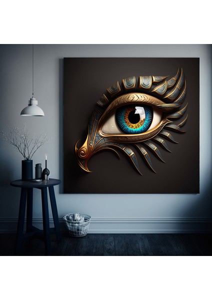Ra’nın Gözü Kanvası; Antik Mısır Duvar Sanatı; Horus’un Gözü Kanvas; Büyülü Sembol Dekoru; Çağdaş Ef fiyatları