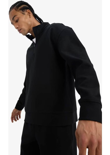 Boxy Fit Skuba Dalgıç Kumaş Siyah Erkek Sweatshirt E9363AX/BK81 fırsatları