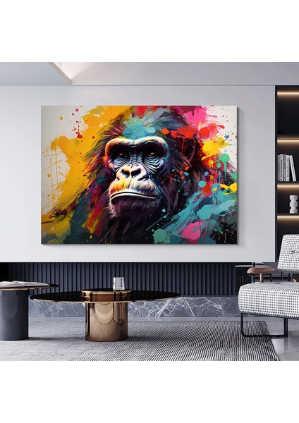 Soyut Graffiti Maymunu, Mizahi Gorilla Kanvası, Renkli Hayvan Duvar Dekoru