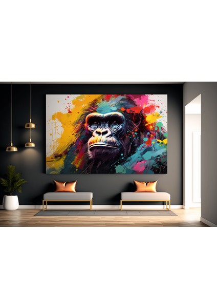 Soyut Graffiti Maymunu, Mizahi Gorilla Kanvası, Renkli Hayvan Duvar Dekoru fiyatları