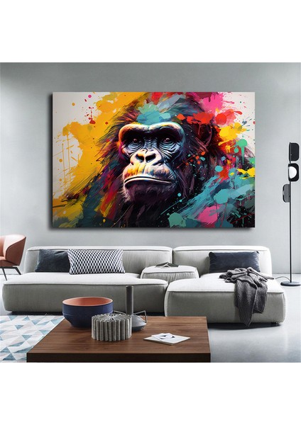 Soyut Graffiti Maymunu, Mizahi Gorilla Kanvası, Renkli Hayvan Duvar Dekoru modelleri