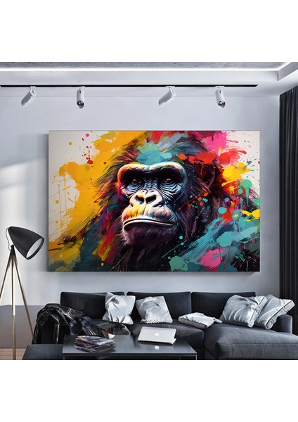 Soyut Graffiti Maymunu, Mizahi Gorilla Kanvası, Renkli Hayvan Duvar Dekoru fırsatları