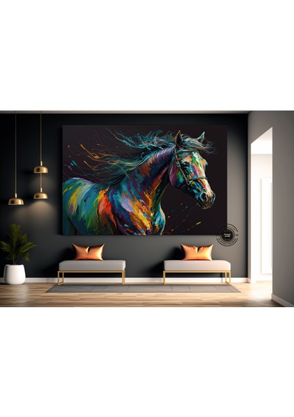 Soyut At Tablosu, Büyük Boy Renkli At Kanvas Baskısı, Yatak Üstü Duvar Dekoru, Hayvan Severlere Özel fiyatları