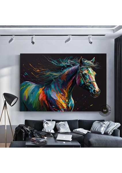 Soyut At Tablosu, Büyük Boy Renkli At Kanvas Baskısı, Yatak Üstü Duvar Dekoru, Hayvan Severlere Özel fırsatları