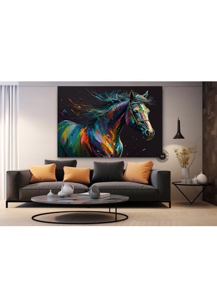 Soyut At Tablosu, Büyük Boy Renkli At Kanvas Baskısı, Yatak Üstü Duvar Dekoru, Hayvan Severlere Özel indirimleri