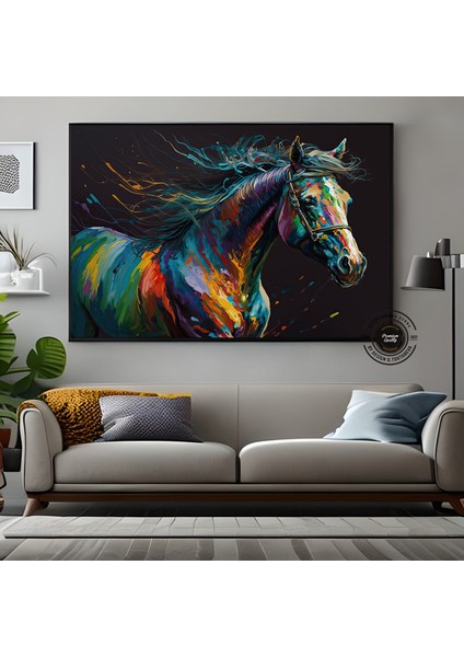 Soyut At Tablosu, Büyük Boy Renkli At Kanvas Baskısı, Yatak Üstü Duvar Dekoru, Hayvan Severlere Özel