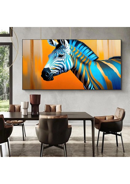 Renkli Zebra Kanvas Duvar Sanatı; Soylu Zebra Kanvası; Hayvan Severlere Özel Kanvas Baskı; Asmaya Ha indirimleri