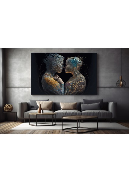 Aşka Dair: Iki Bedende Tek Ruh – Aşk Temalı Çift Kanvas Tablosu indirimleri