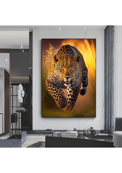 Leopar Kanvas Tablosu; Hayvan Duvar Dekoru; Kanvas Duvar Sanatı; Ev Hediyesi Dekor; Hayvan Ev Dekoru