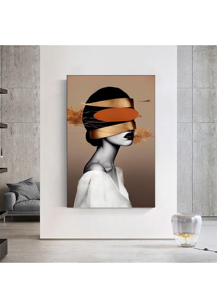 Altın Kadın Kanvas Tablosu, Soyut Kadın Baskısı, Moda Duvar Dekoru fırsatları