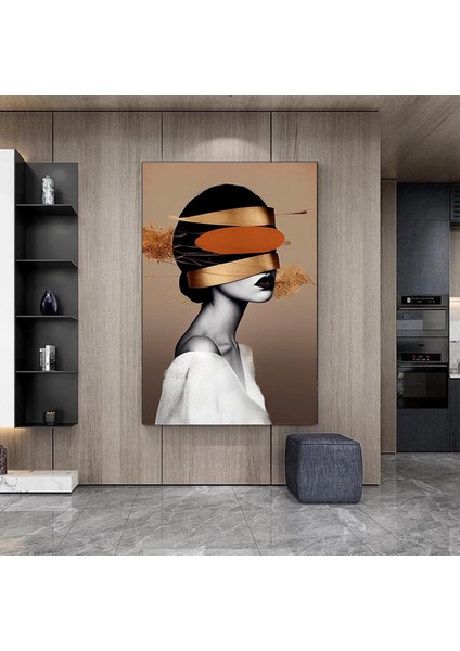 Altın Kadın Kanvas Tablosu, Soyut Kadın Baskısı, Moda Duvar Dekoru indirimleri