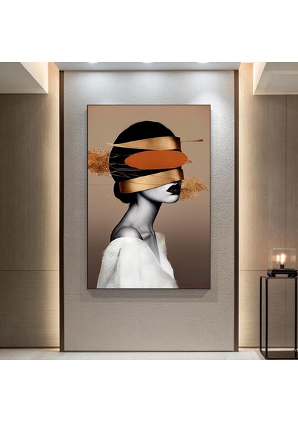 Altın Kadın Kanvas Tablosu, Soyut Kadın Baskısı, Moda Duvar Dekoru