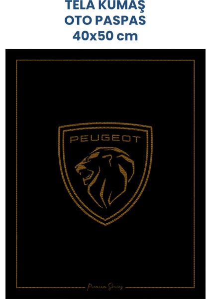 Tela Kumaş Suya Dayanıklı 40X50CM Peugeot 50 Adet Oto Paspas Siyah Altın Rengi Baskı (Kağıt Değil)