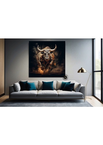 Boğa Kanvas Sanatı – Altın ve Siyah Yüklenen Boğa – Finans Bölgesi Duvar Dekoru, Ev ve Ofis Için modelleri